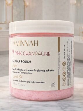 AMINNAH Pink Champagne Sugar Polish – Exfoliating Body Scrub (8 oz) - $38 MSRP